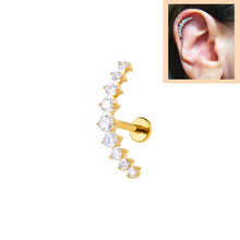 Φόρτωση εικόνας στο εργαλείο προβολής Συλλογής, Σκουλαρίκι επιχρυσωμένο τιτάνιο με λευκές πέτρες
