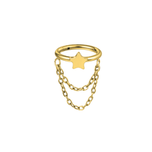 Φόρτωση εικόνας στο εργαλείο προβολής Συλλογής, Σκουλαρίκι κρίκος Helix τιτάνιο επίχρυσος με αστέρι και αλυσίδα
