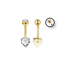 Φόρτωση εικόνας στο εργαλείο προβολής Συλλογής, Σκουλαρίκι αφαλού καρδιά Titanium επιχρυσωμένο
