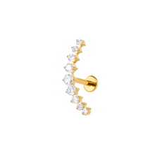 Φόρτωση εικόνας στο εργαλείο προβολής Συλλογής, Σκουλαρίκι επιχρυσωμένο τιτάνιο με λευκές πέτρες
