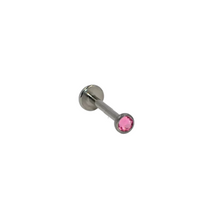 Φόρτωση εικόνας στο εργαλείο προβολής Συλλογής, Σκουλαρίκι χειλιού ροζ γυαλιστερή πέτρα titanium
