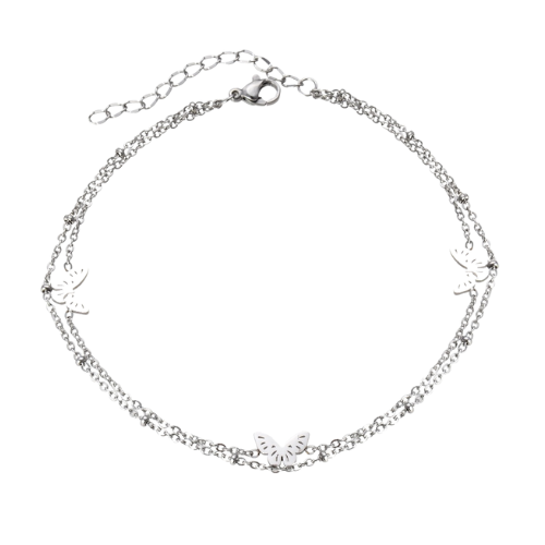 Αλυσίδα ποδιού  Stainless Steel διπλή με πεταλούδες