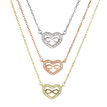 Φόρτωση εικόνας στο εργαλείο προβολής Συλλογής, Κολιέ καρδιά με άπειρο απο ασήμι με πέτρες ζιργκόν
