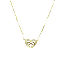 Φόρτωση εικόνας στο εργαλείο προβολής Συλλογής, Κολιέ καρδιά με άπειρο απο ασήμι με πέτρες ζιργκόν
