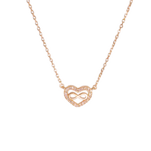 Φόρτωση εικόνας στο εργαλείο προβολής Συλλογής, Κολιέ καρδιά με άπειρο απο ασήμι με πέτρες ζιργκόν
