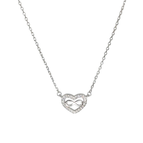 Κολιέ καρδιά με άπειρο απο ασήμι με πέτρες ζιργκόν