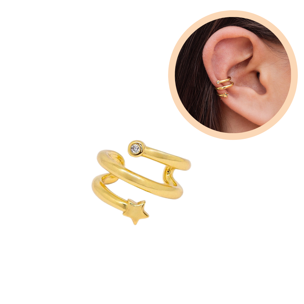 Ear cuff σε 2 αποχρώσεις αστέρι από ασήμι 925