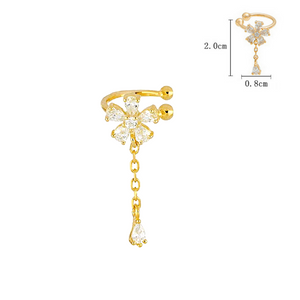 Ear cuff επιχρυσωμένο λουλούδι κρεμαστό από ασήμι 925