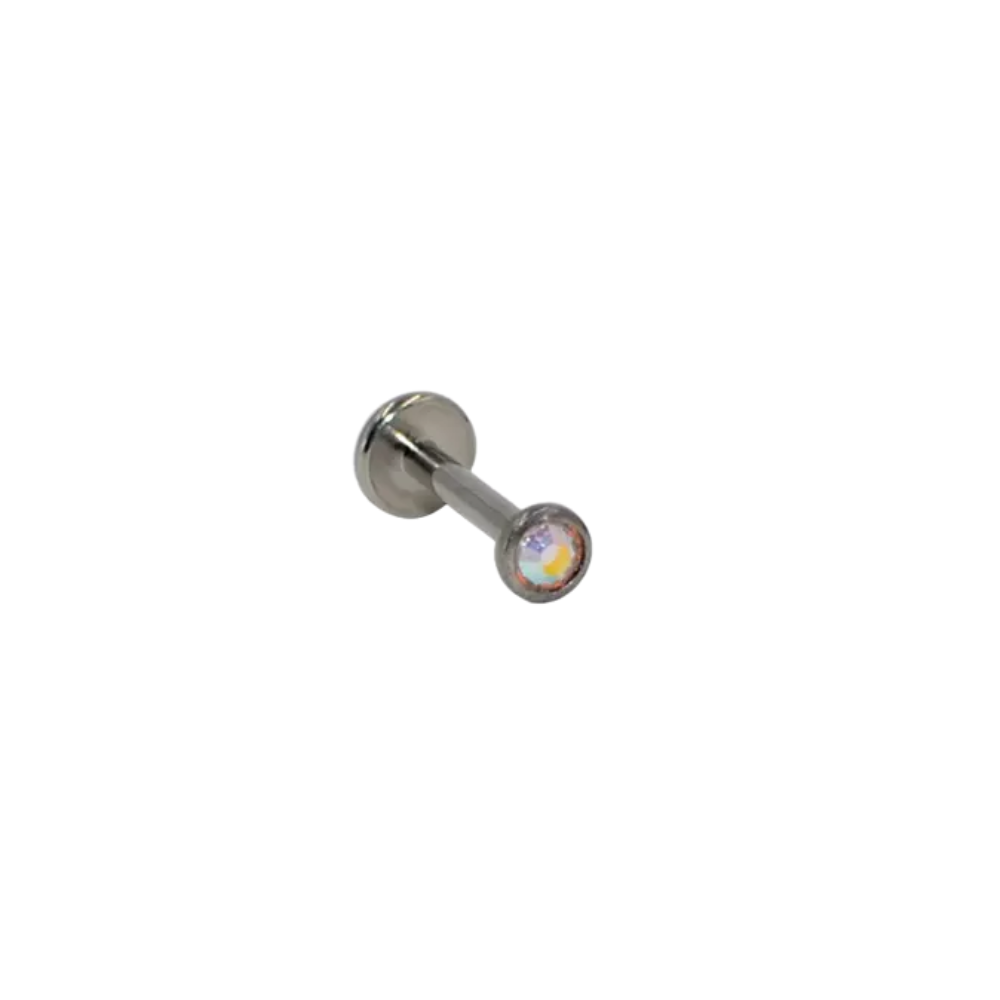 Σκουλαρίκι χειλιού ιριδίζον γυαλιστερή πέτρα titanium