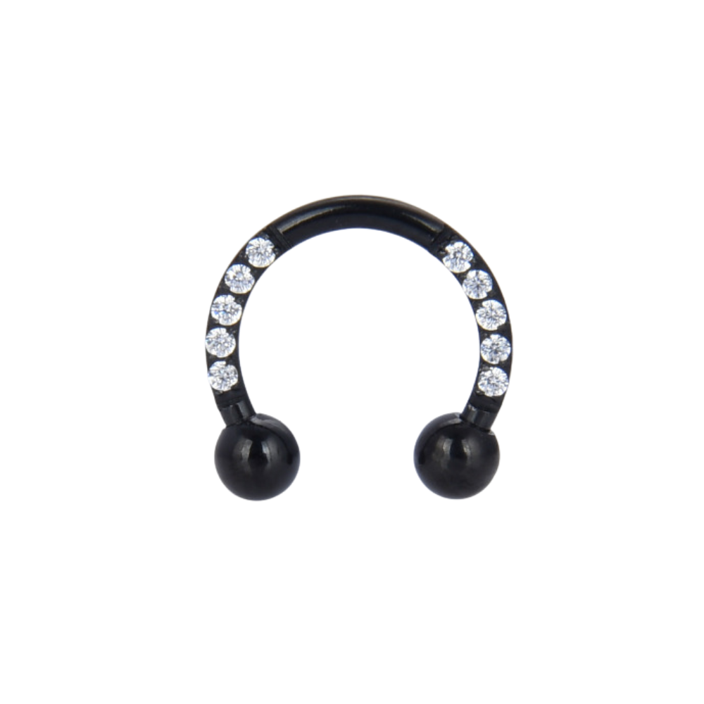Σκουλαρίκι μαύρο τυπου circular barbell με ζιργκον 8mm